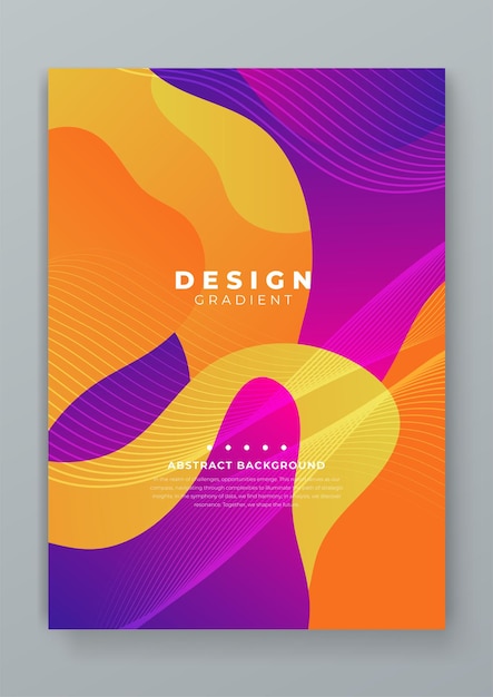 Diseño de portada naranja amarillo y púrpura violeta con gradiente de fluido de onda abstracto Ideal para fiestas pancartas portadas promociones de ventas saludos de publicidad páginas web encabezados aterrizajes