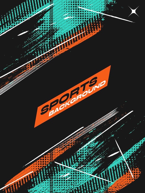 Diseño de portada o cartel deportivo con pinceladas azules y naranjas y efecto de medio tono Diseño de fondo abstracto en estilo grunge