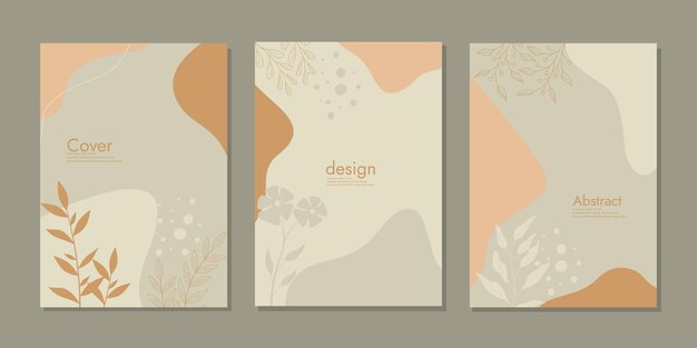 Vector diseño de portada con patrón floral plantas dibujadas a mano tamaño a4 para cuadernos planificadores folletos