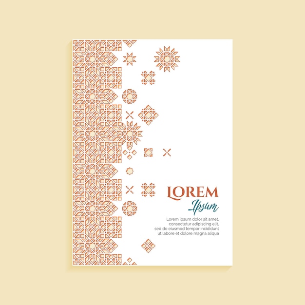 Diseño de portada de patrón ornamental islámico con textura de silueta