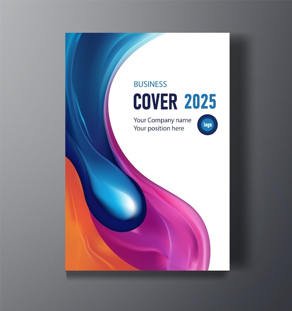 Diseño de portada de plantilla de folleto de negocios con fondo de tarjeta de felicitación de efecto fluido colorido