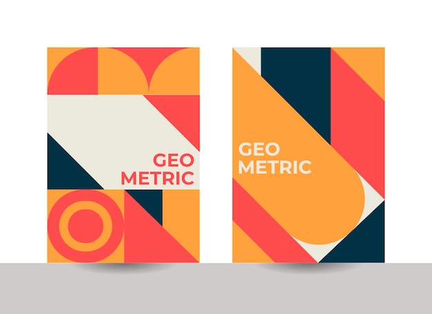 diseño de portada retro, portada de diseño bauhaus, diseño de informe anual, portada geométrica