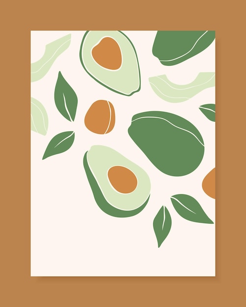 Vector diseño de portada de vector elegante con frutas de aguacate