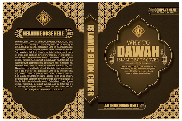 Diseño de portadas de libros de estilo árabe islámico con marcos de patrones geométricos vintage tradicionales islámicos