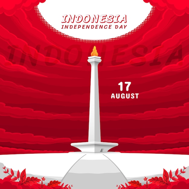 Diseño del post del día de la independencia de Indonesia