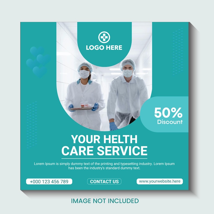 Diseño de post en redes sociales médicas y banner publicitario de atención médica para el afiche de la clínica del hospital Templa