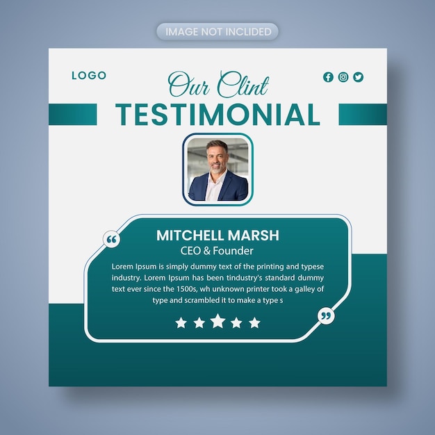 Diseño de post vectorial moderno de testimonios de clientes