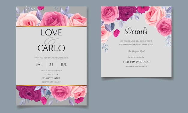 Diseño de postal de celebración con rosas Gran diseño para boda u otra invitación de celebración