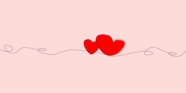 Diseño de postales para el día de los enamorados. Borde de forma de corazón de línea continua para san valentín, día de la madre