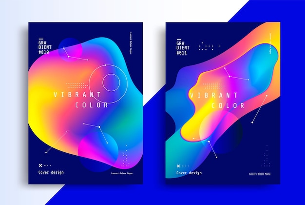 Diseño de póster abstracto colorido con desenfoques degradados vibrantes. Diseño moderno de cubierta fluida.