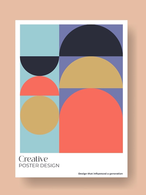 diseño de póster Bauhaus moderno y minimalista con un estilo de color estético simple