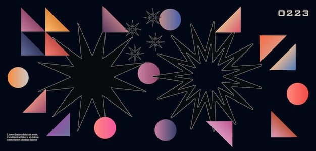 Diseño de póster geométrico de arte abstracto con texto y gráficos editables Ilustraciones de composición de geometría moderna