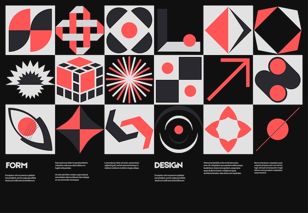 Diseño de póster geométrico de arte abstracto con texto y gráficos editables.