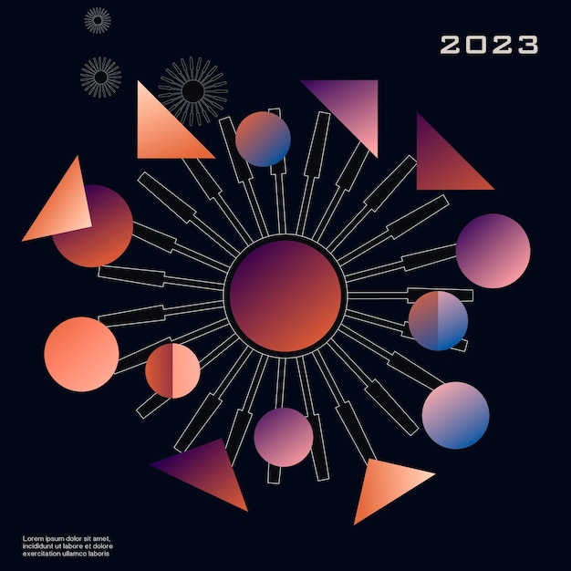 Diseño de póster geométrico de arte abstracto con texto y gráficos editables.