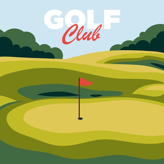 Vector diseño de póster de ilustración vectorial del campo deportivo del club de golf