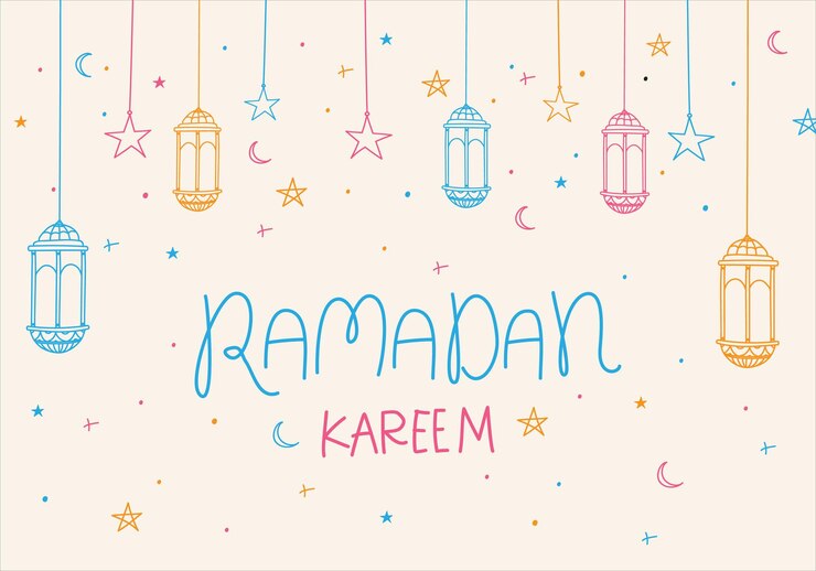 Diseño de póster de Ramadan Kareem con lámpara de linterna ilustración vectorial monolina para las fiestas islámicas de ayuno