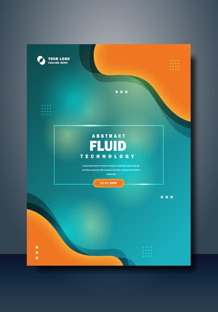 Diseño de póster de tecnología de fluidos abstractos con gradiente