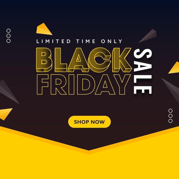 Diseño de póster de venta de viernes negro con elementos triangulares en color negro y amarillo