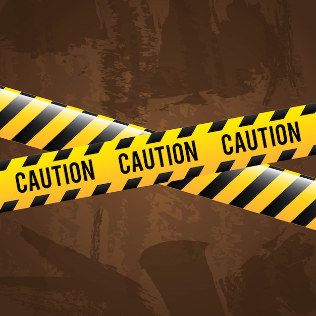 diseño de precaución sobre fondo marrón ilustración vectorial