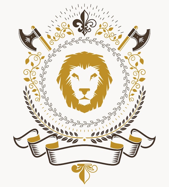 Diseño de premio vintage, escudo de armas heráldico vintage. Emblema vectorial.