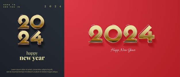Diseño premium 2024 con números de oro de lujo Diseño de fondo vectorial premium 2024
