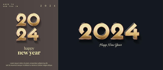 Diseño premium 2024 con números de oro metálico Diseño premium de fondo vectorial 2024