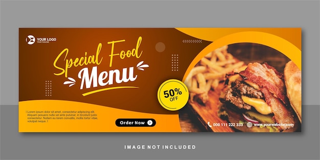 Diseño premium de banner de facebook de menú de comida especial