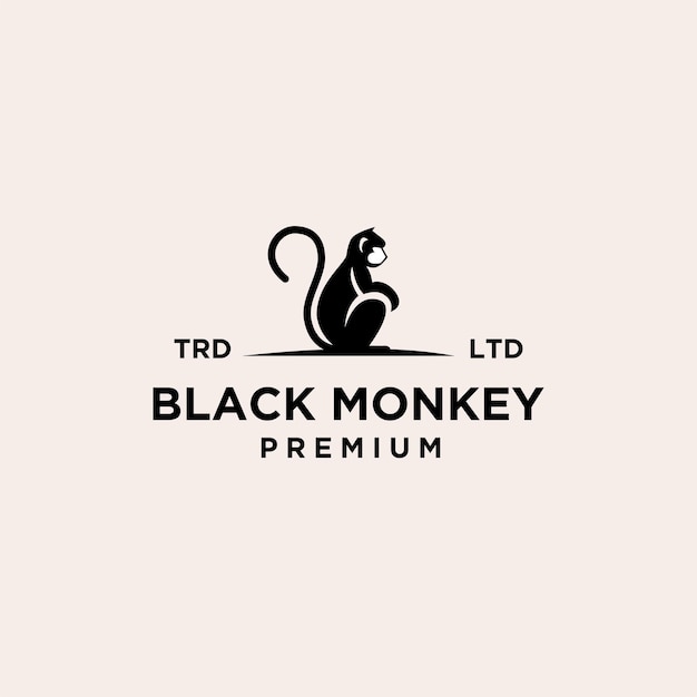 Diseño premium del ejemplo del icono del logotipo del vector del mono negro