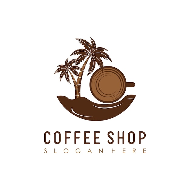 diseño premium del logotipo de la cafetería de la playa