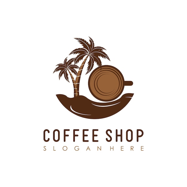 Diseño premium del logotipo de la cafetería de la playa