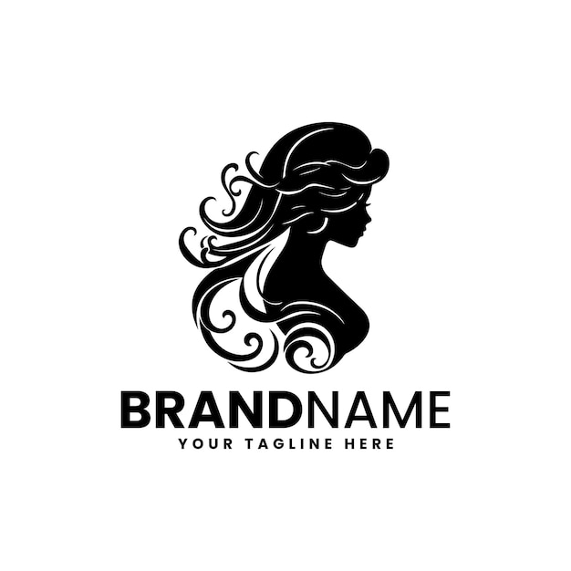 Diseño premium del logotipo de la peluquería Vector Women