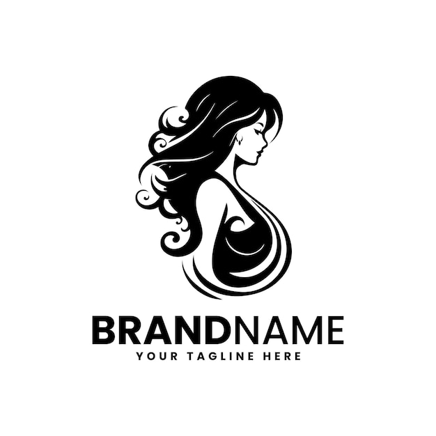 Diseño premium del logotipo de la peluquería Vector Women