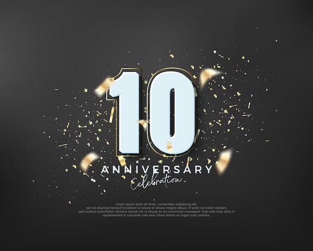 Diseño premium número 10 en negrita para la celebración del décimo aniversario Vector premium para saludo de celebración de banner de póster