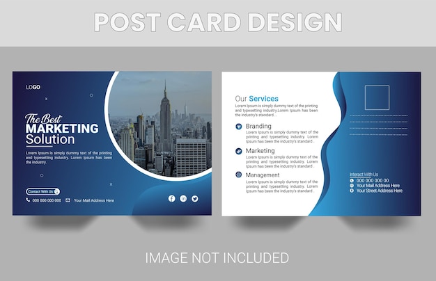 Diseño premium de plantilla de tarjeta de felicitación de postal comercial realista vectorial