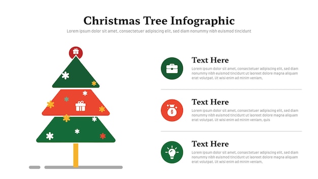 El diseño de la presentación infográfica del árbol de Navidad es totalmente editable