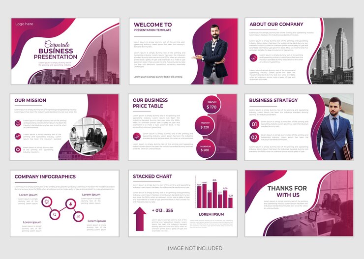 Vector diseño de presentaciones empresariales corporativas de 9 páginas para cualquier agencia