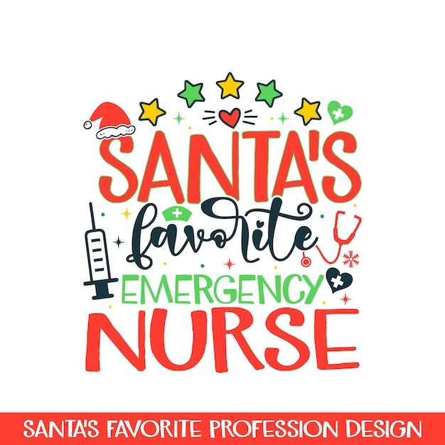 Diseño de la profesión de enfermera de emergencia favorita de Papá Noel