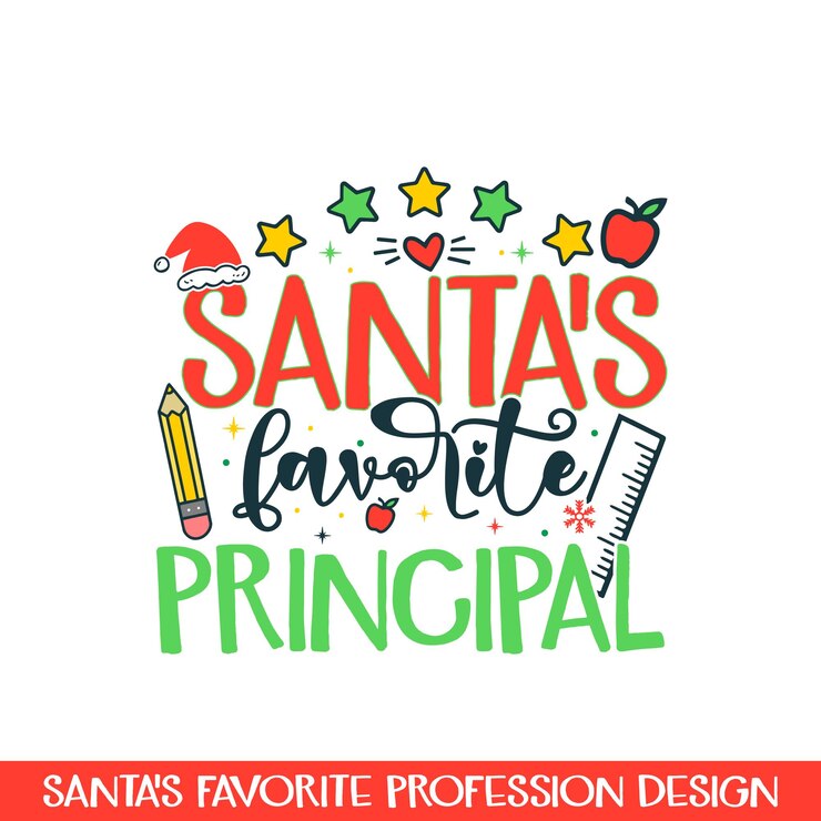 Vector diseño de la profesión principal favorita de papá noel palabras de profesión de feliz navidad