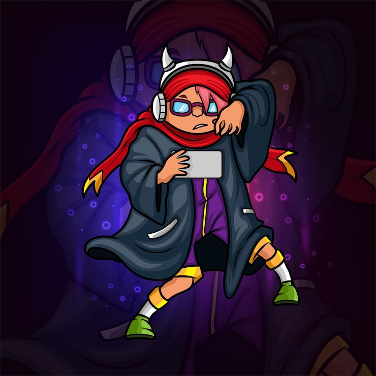 Vector el diseño profesional de la mascota de la chica gamer esport de la ilustración.