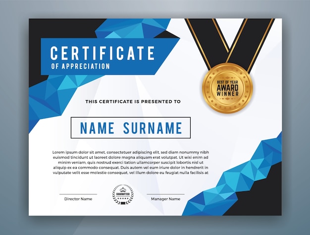 Diseño profesional moderno multiusos de la plantilla del certificado para la impresión. Ilustración del vector