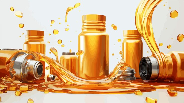 Vector diseño profesional de pancartas con botellas de aceite de motor para publicidad