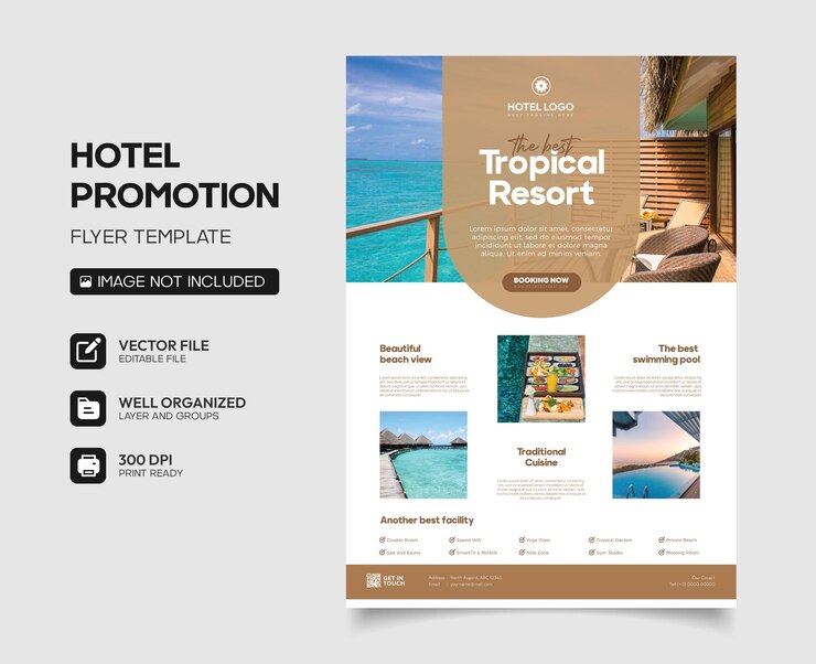 Diseño promocional de resorts tropicales