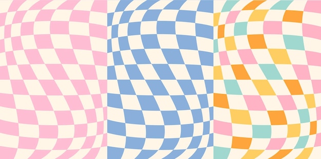 Diseño psicodélico retro de tablero de ajedrez
