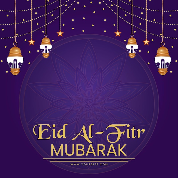 Diseño de publicación de eid alfitr con archivo vectorial mandala