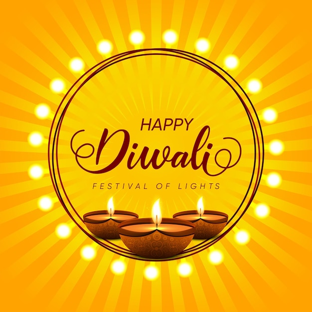 Diseño de publicación del festival Happy Diwali, festival indio Deepawali