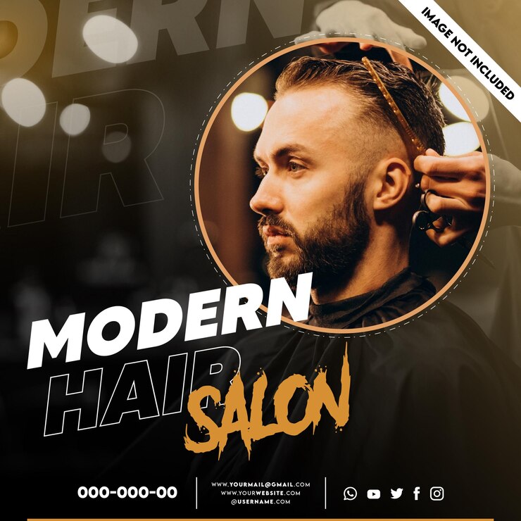 El diseño de la publicación de Instagram y el banner de las redes sociales de Modern Hair Salon