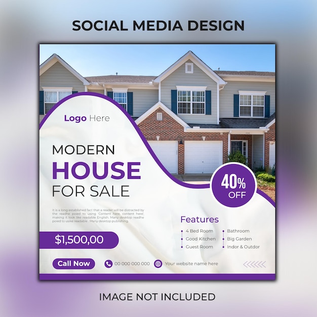 Diseño de publicación de instagram de propiedad inmobiliaria o plantilla de banner de redes sociales modernas