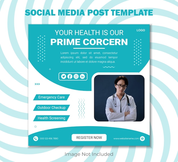 Vector diseño de publicación de instagram de salud médica o plantilla de banner de redes sociales