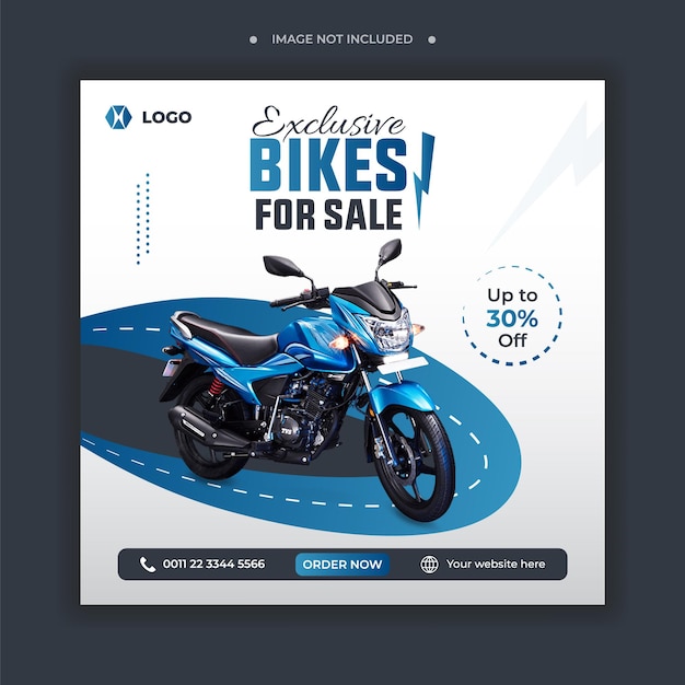 Diseño de publicación de redes sociales de banner de promoción de venta de motocicletas