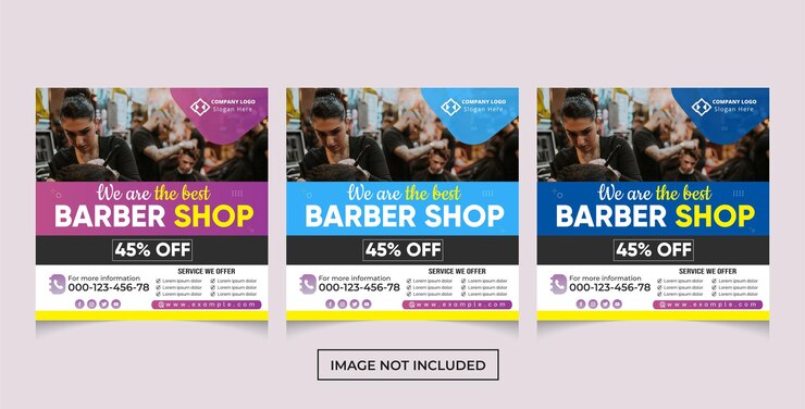 Diseño de publicación en redes sociales de barbería